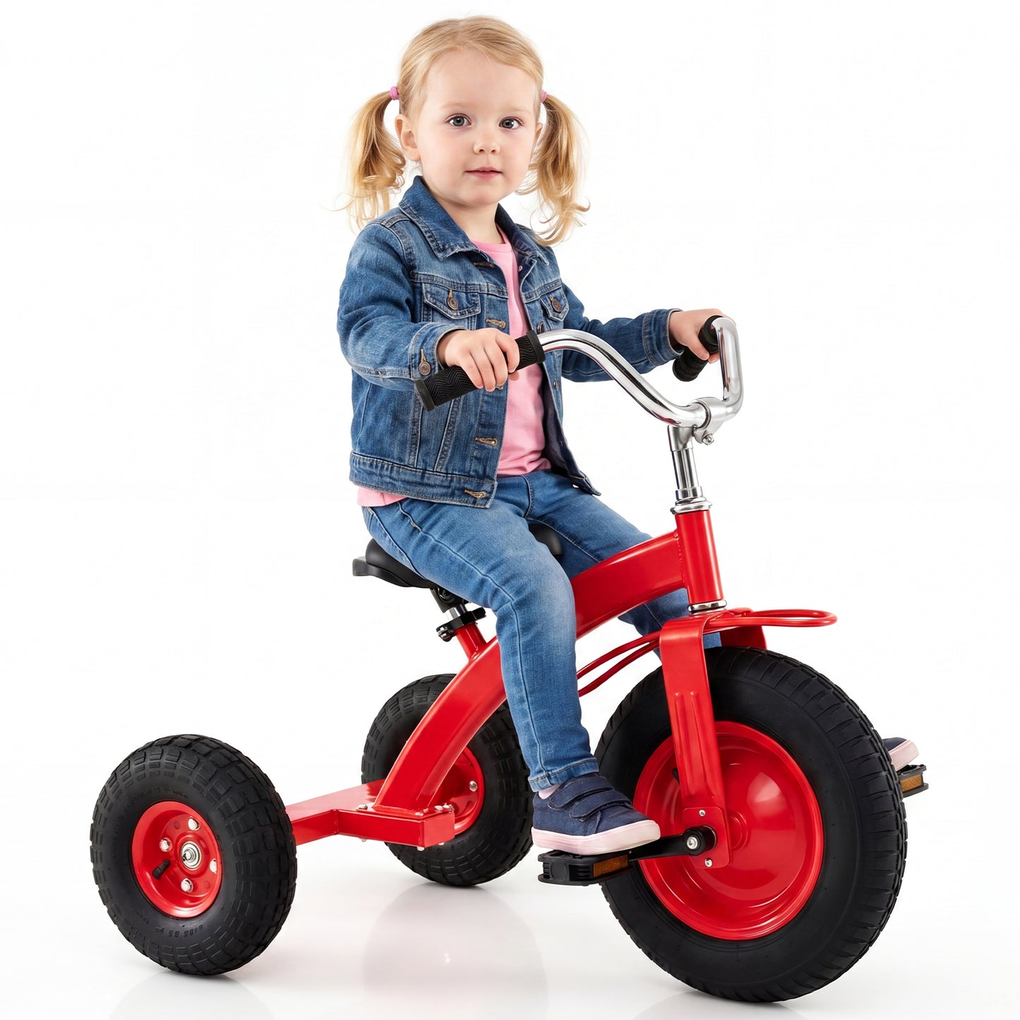 Red Kids Tricycle | Adjustable Seat & Inflatable Rubber Tires