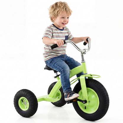 Green Kids Tricycle | Adjustable Seat & Inflatable Rubber Tires