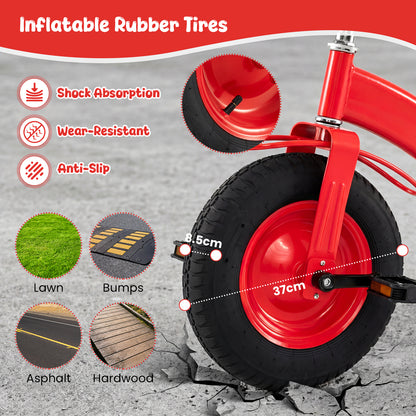 Red Kids Tricycle | Adjustable Seat & Inflatable Rubber Tires