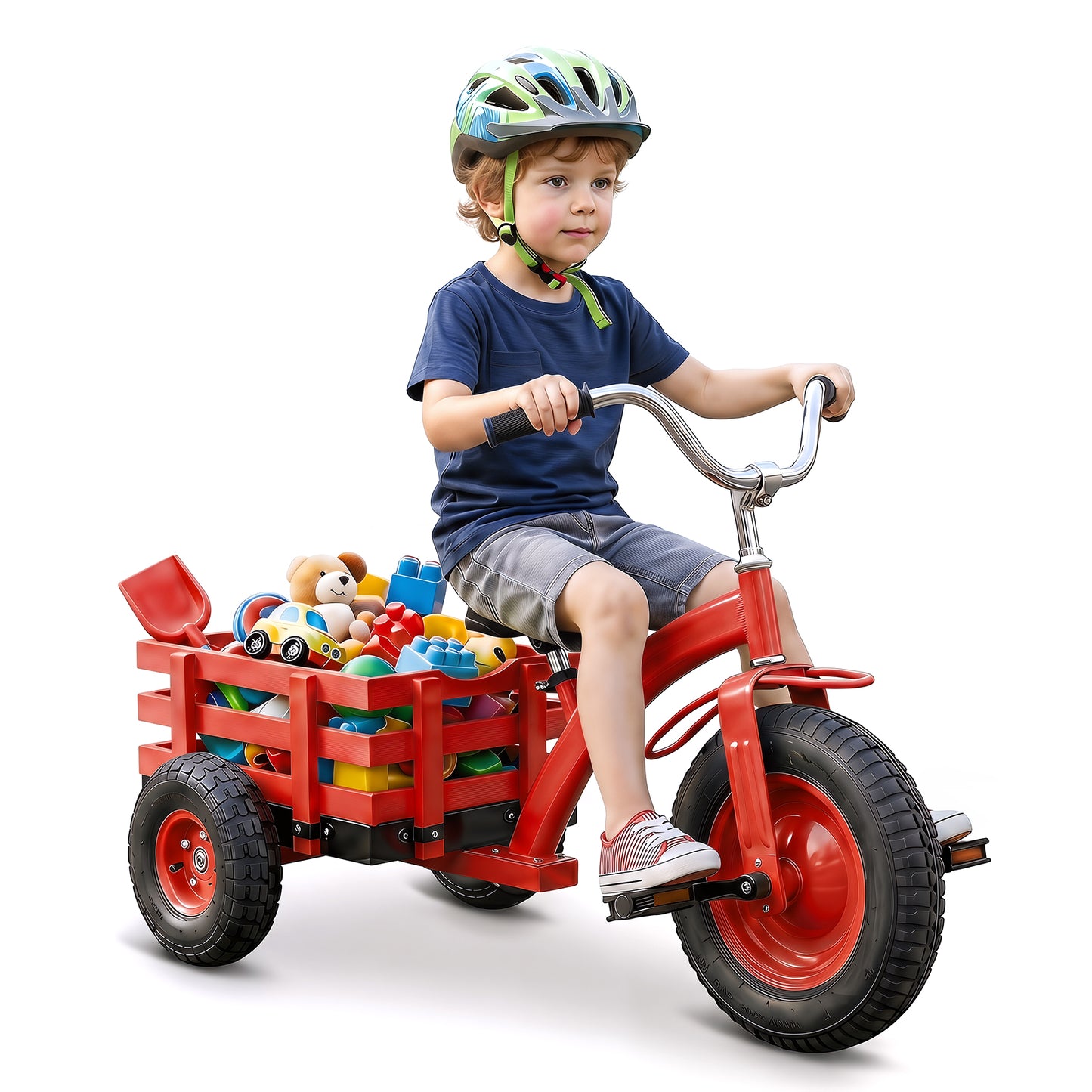 Red Kids Tricycle | Storage Basket & 15-Inch Inflatable Tires
