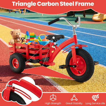 Red Kids Tricycle | Storage Basket & 15-Inch Inflatable Tires