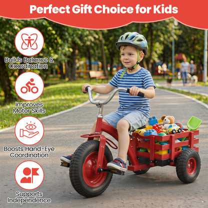 Red Kids Tricycle | Storage Basket & 15-Inch Inflatable Tires