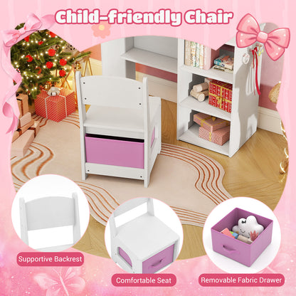 Kids White Vanity Set | 3 LED Mirror Colors | 2-in-1 Table