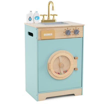 Kids Washer Playset Toy Washing Machine With Laundry Detergent And Hand Sanitizer Blue