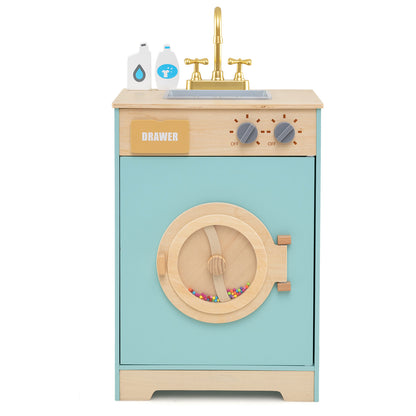 Kids Washer Playset Toy Washing Machine With Laundry Detergent And Hand Sanitizer Blue