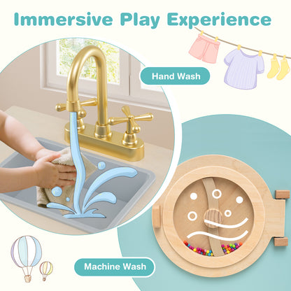 Kids Washer Playset Toy Washing Machine With Laundry Detergent And Hand Sanitizer Blue