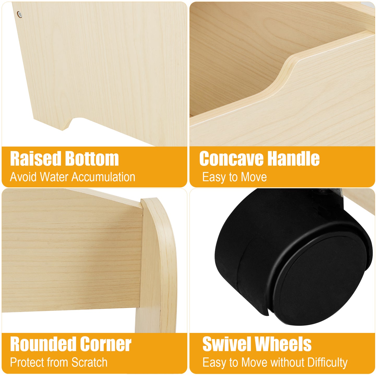 Kids Wooden Storage Unit | Rolling Wheels | Natural Color