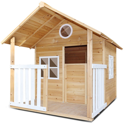 Lifespan Kids Archie Wooden Cubby House | Outdoor playhouse with slide, perfect for childrens backyard fun.