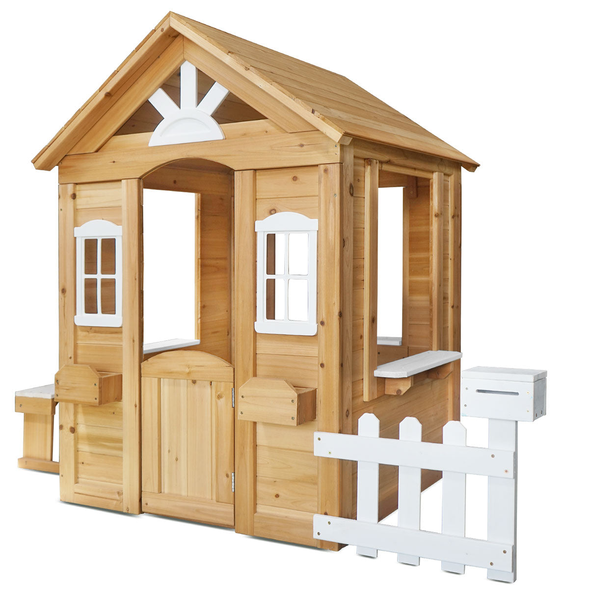Teddy Cubby House | Natural Timber with Floor & Picket Fence