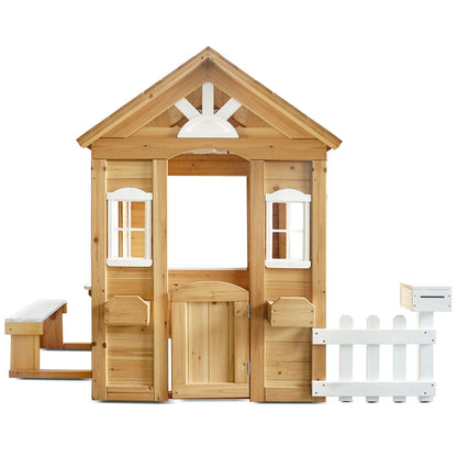 Teddy Cubby House | Natural Timber with Floor & Picket Fence