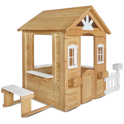 Teddy Cubby House | Natural Timber with Floor & Picket Fence