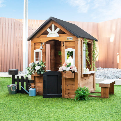 Teddy Cubby House | Natural Timber with Floor & Picket Fence