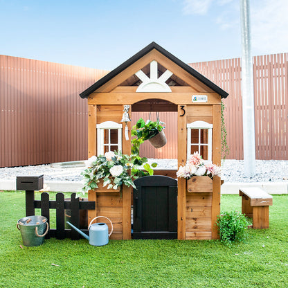 Teddy Cubby House | Natural Timber with Floor & Picket Fence