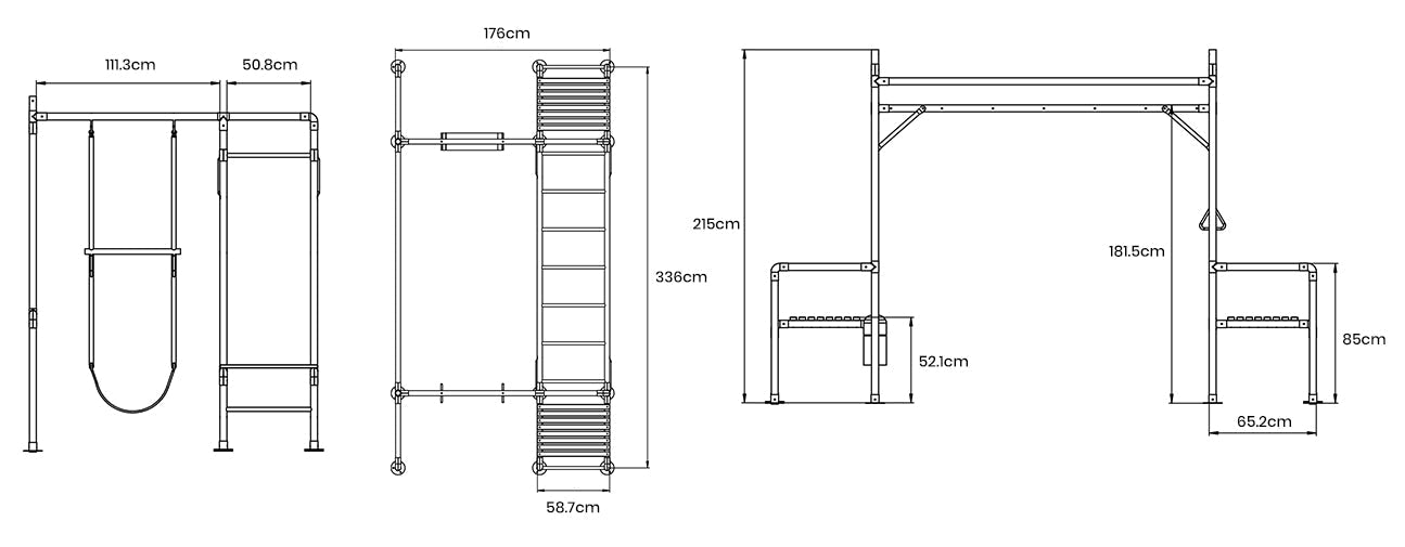 Junior Jungle Daylesford Measurements | Steel Playset with Monkey Bars