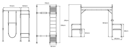 Junior Jungle Daylesford Measurements | Steel Playset with Monkey Bars