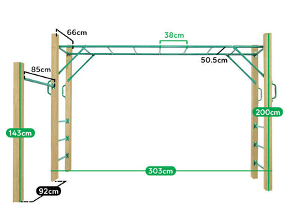 Premium backyard Monkey Bar Set with 3.0m length by Lifespan Kids for childrens play.