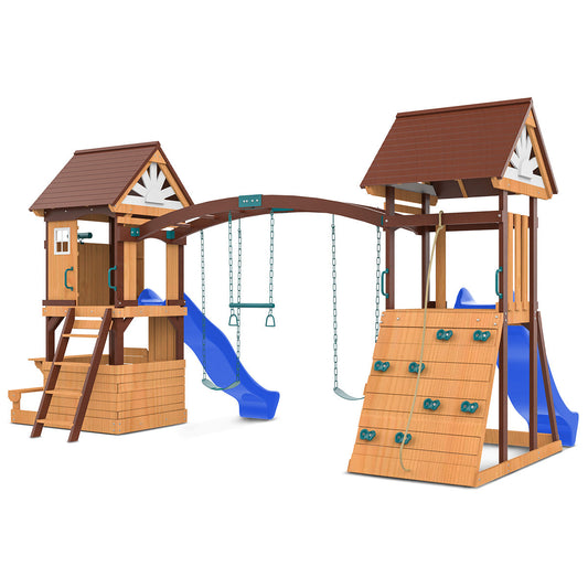 Armadale Play Centre featuring a curved swing beam and monkey bars