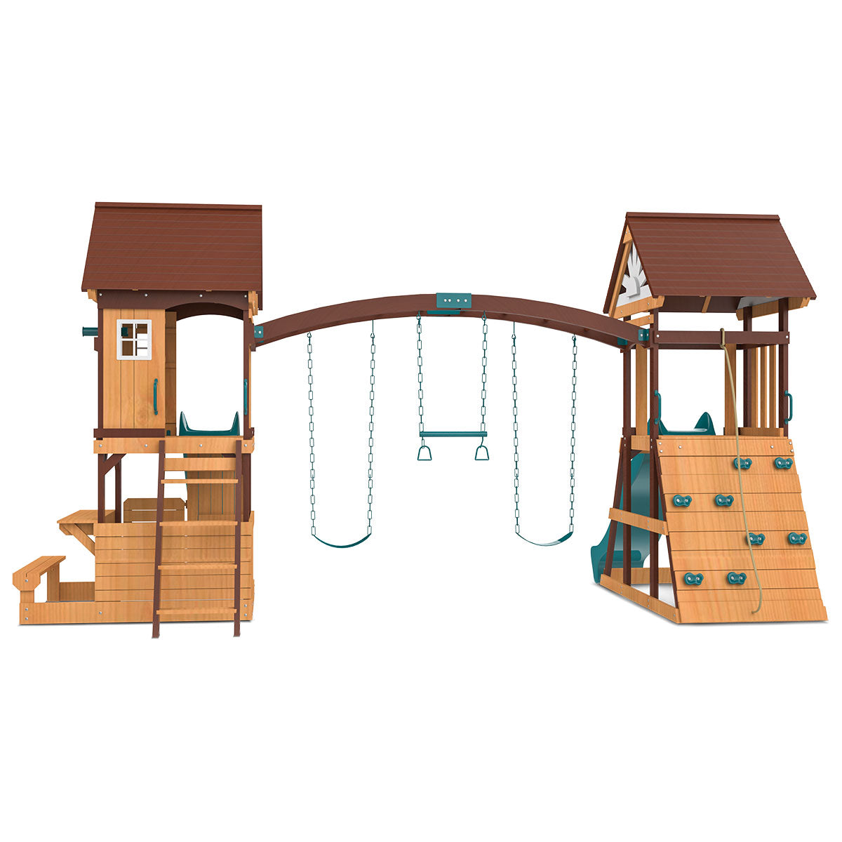 Armadale Play Centre featuring swings, trapeze, and rock-climbing wall