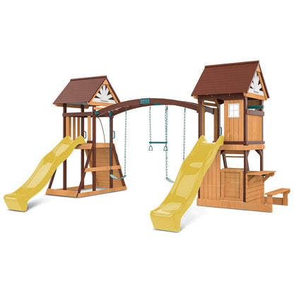 Lifespan Kids Armadale Play Centre with dual yellow slides and swings