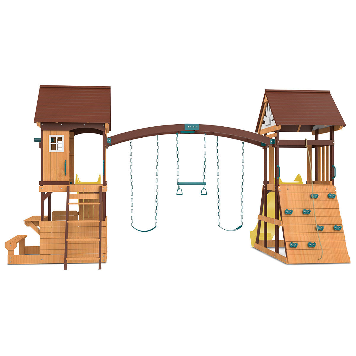 Armadale Play Centre with swings, trapeze, and rock-climbing wall