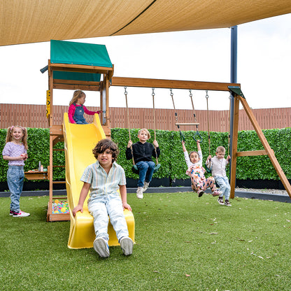 Birmingham playset featuring rock climbing wall and easy access ladder