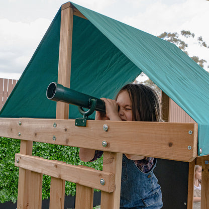 Children playing with the telescope of the Greenvale Play Centre