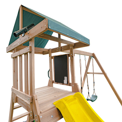 Greenvale Play Centre | 1.8m Yellow Slide & Rock Wall for Kids