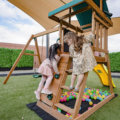 Greenvale Play Centre | 1.8m Yellow Slide & Rock Wall for Kids