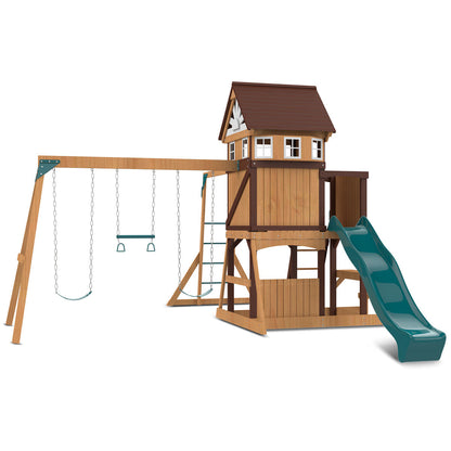 Lifespan Kids Meer Brook Play Centre with 2.2m green slide and swings