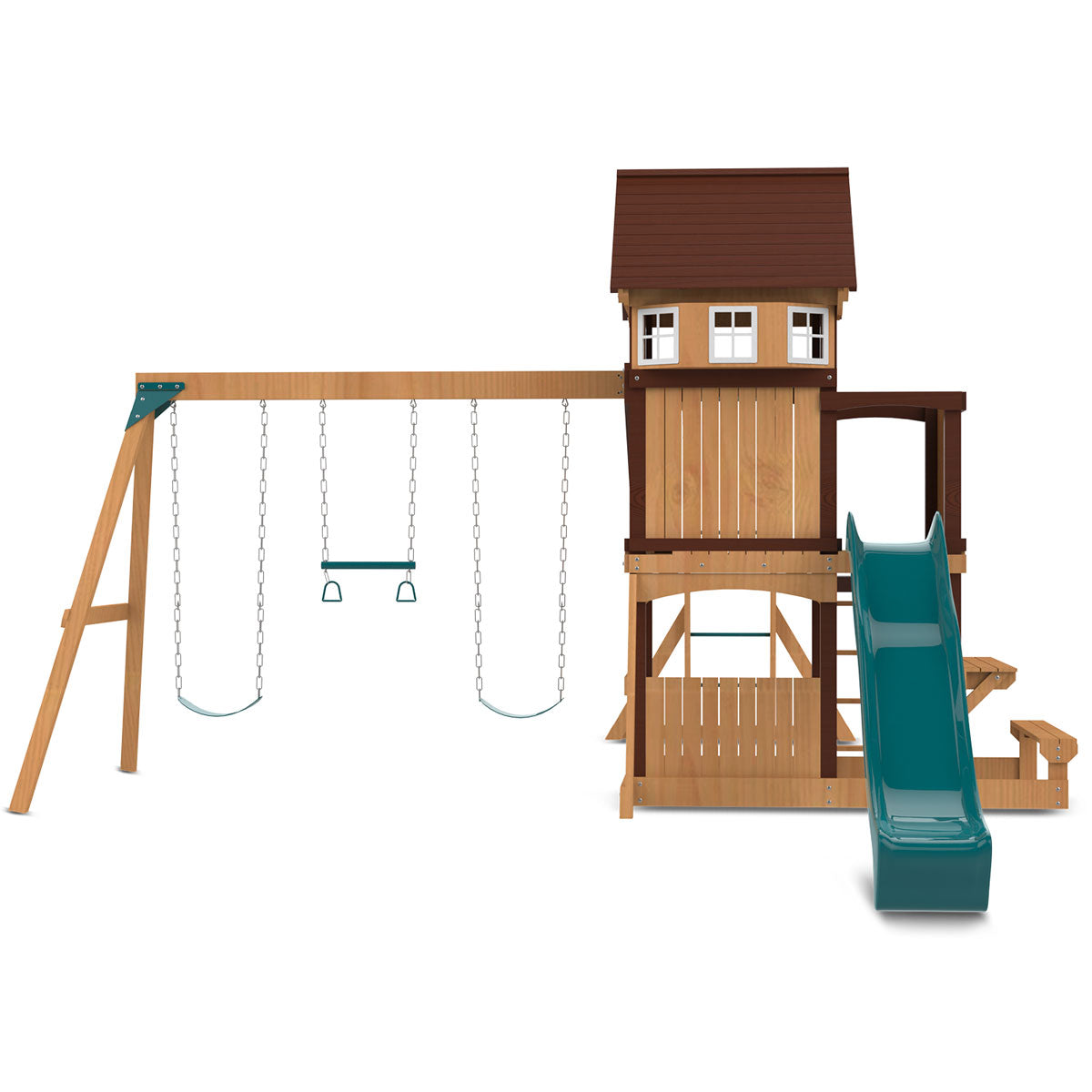 2.2m wavy green slide and easy-access step ladder on the Meer Brook Play Centre