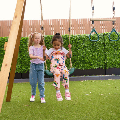 Montrose outdoor play set featuring a green 2.2m slide for exciting backyard adventures and active play.