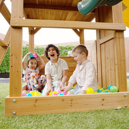 Montrose outdoor playground featuring a yellow slide, ideal for backyard fun and active play.