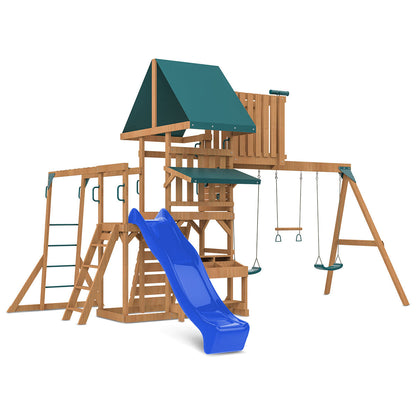 Lifespan Kids Walton Play Centre with 2.2m blue slide and swings.
