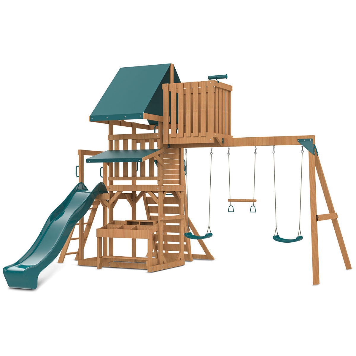 Two Belt Swings and Trapeze Bar on the Walton Backyard Play Centre | Kids Mega Mart
