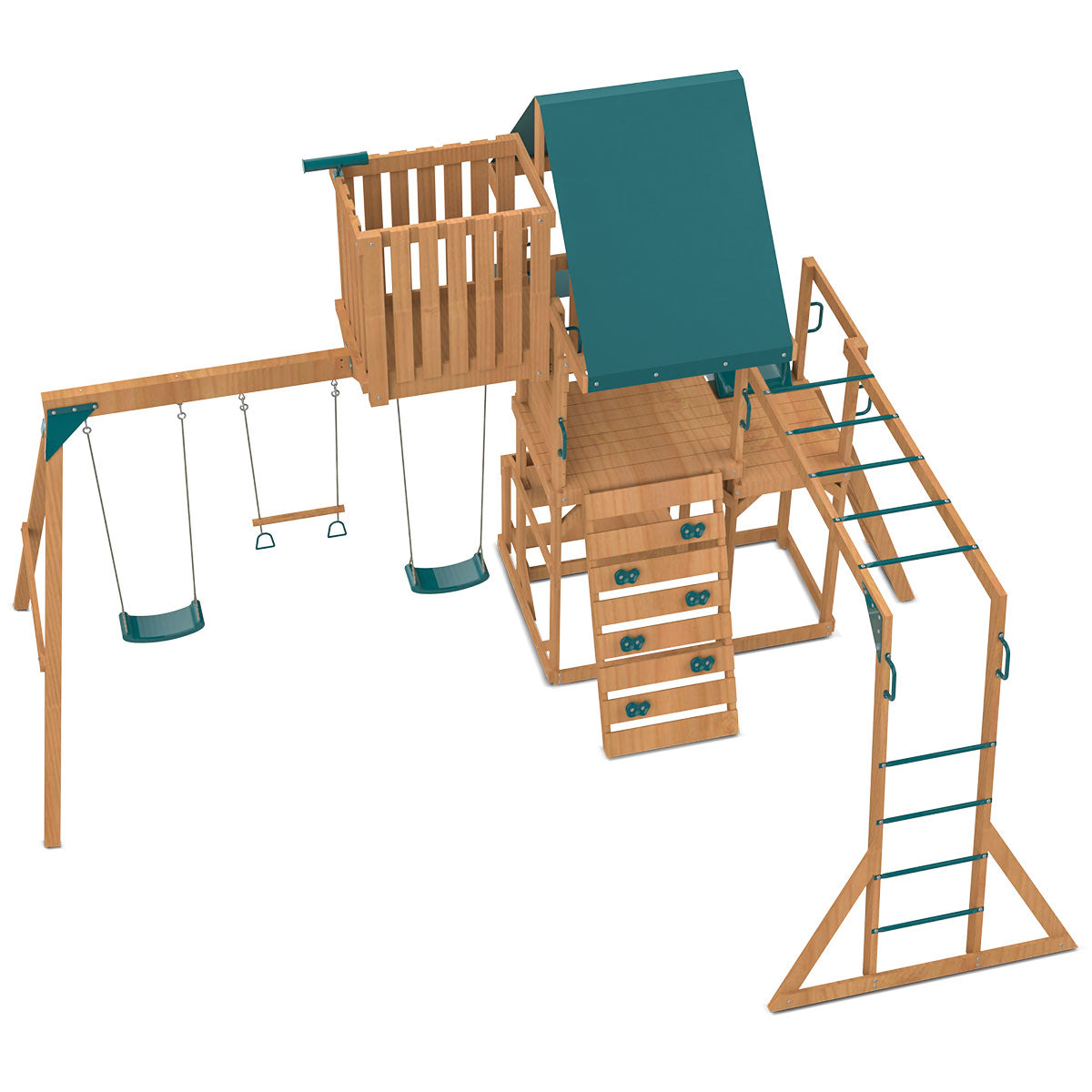 L-Shaped Play Centre with Swings, Slide, and Fort for Backyard Fun
