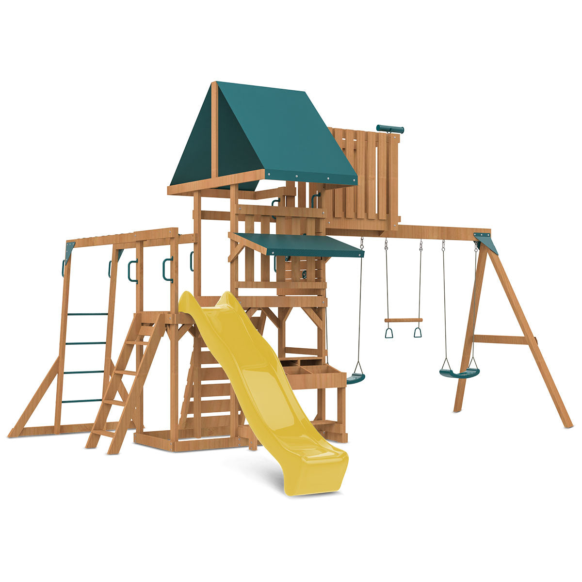 Walton Play Centre with Yellow Slide and Swings in Backyard
