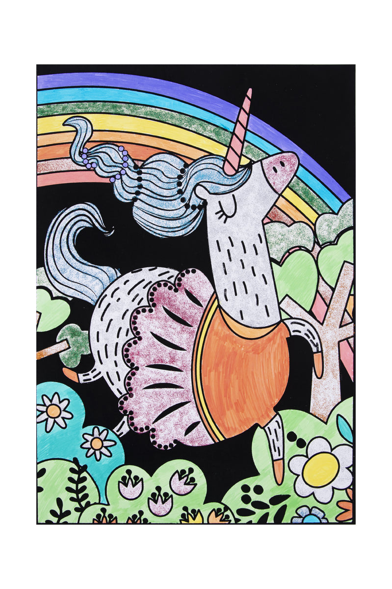 Tookyland Unicorn Velvet Colouring Set with Glitter Pens