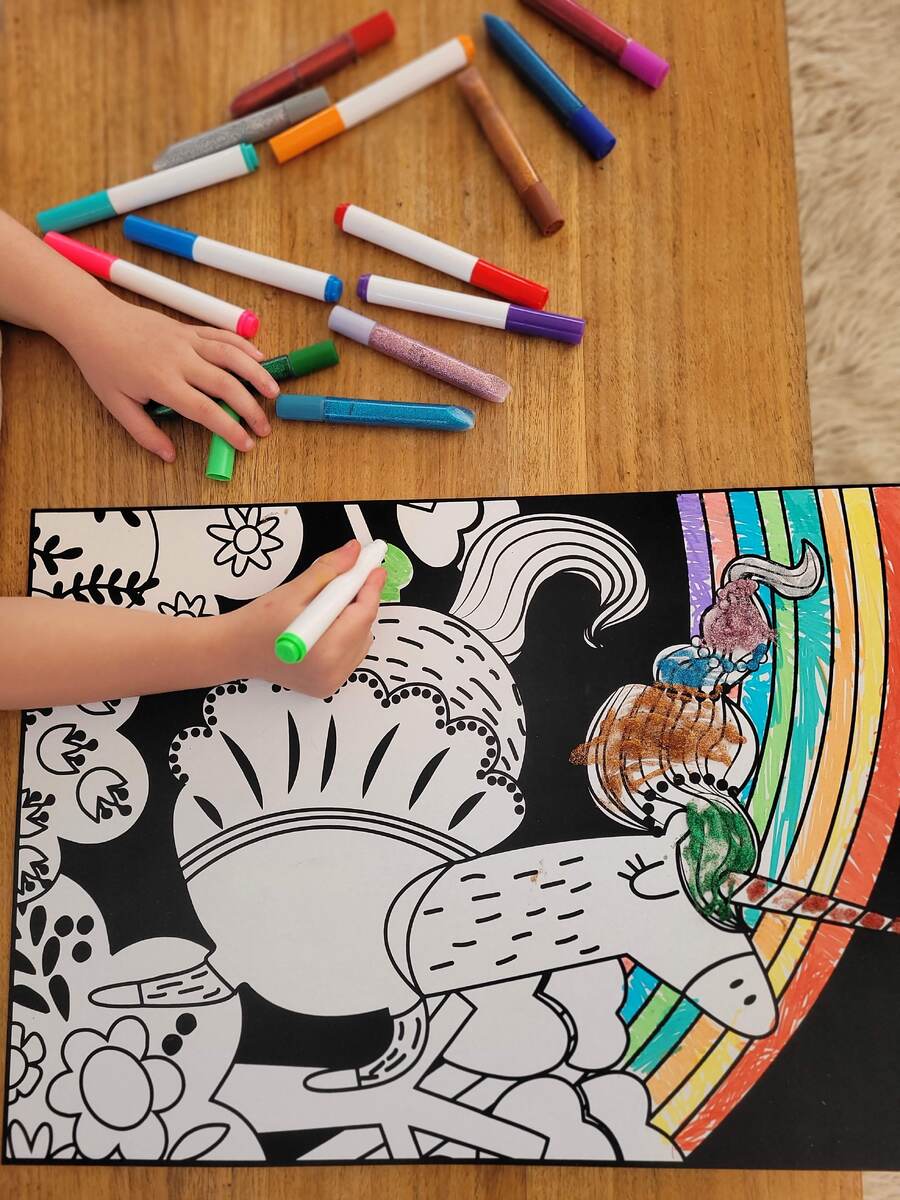 Tookyland Unicorn Velvet Colouring Set with Glitter Pens