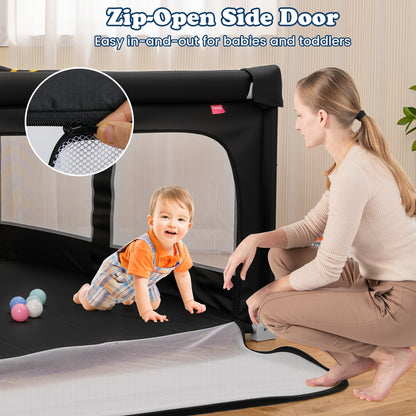 150cm Large Baby Playpen | Zipper Gate & Ocean Balls | Black