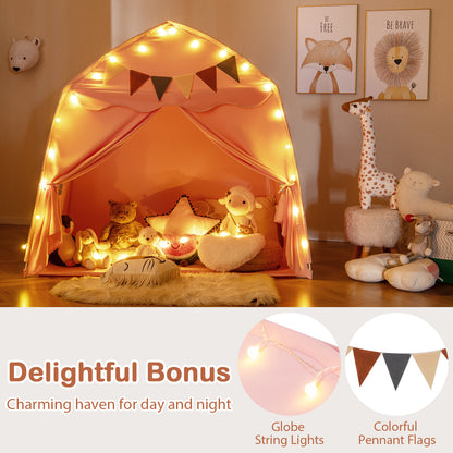 Large Pink Kids Tent | Fairy Lights & Roomy Indoor Outdoor Play