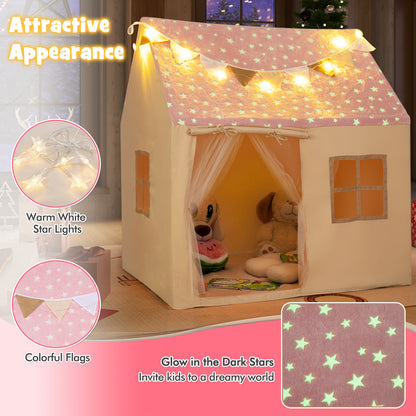 Pink Toddler Playhouse | Glow In Dark Stars & Mesh Windows