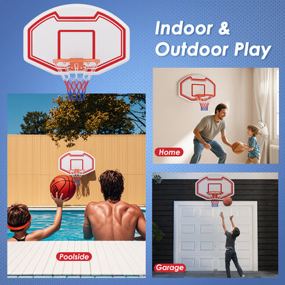 White Red Wall Mount Basketball Hoop | 91cm PE Backboard Indoor
