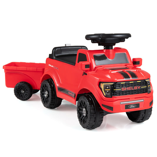 Red Ford Shelby F-150 Raptor Kids Ride On Car with Trailer