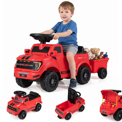 Red Ford Shelby F-150 Raptor Kids Ride On Car with Trailer