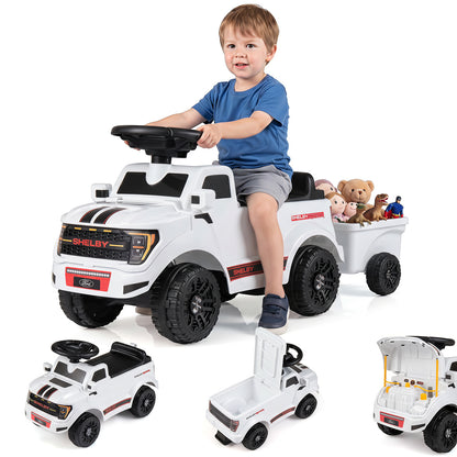 White Ford Shelby F-150 Raptor Kids Ride On Car With Trailer