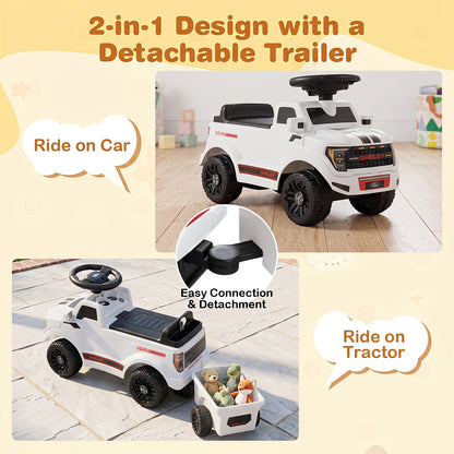 White Ford Shelby F-150 Raptor Kids Ride On Car With Trailer
