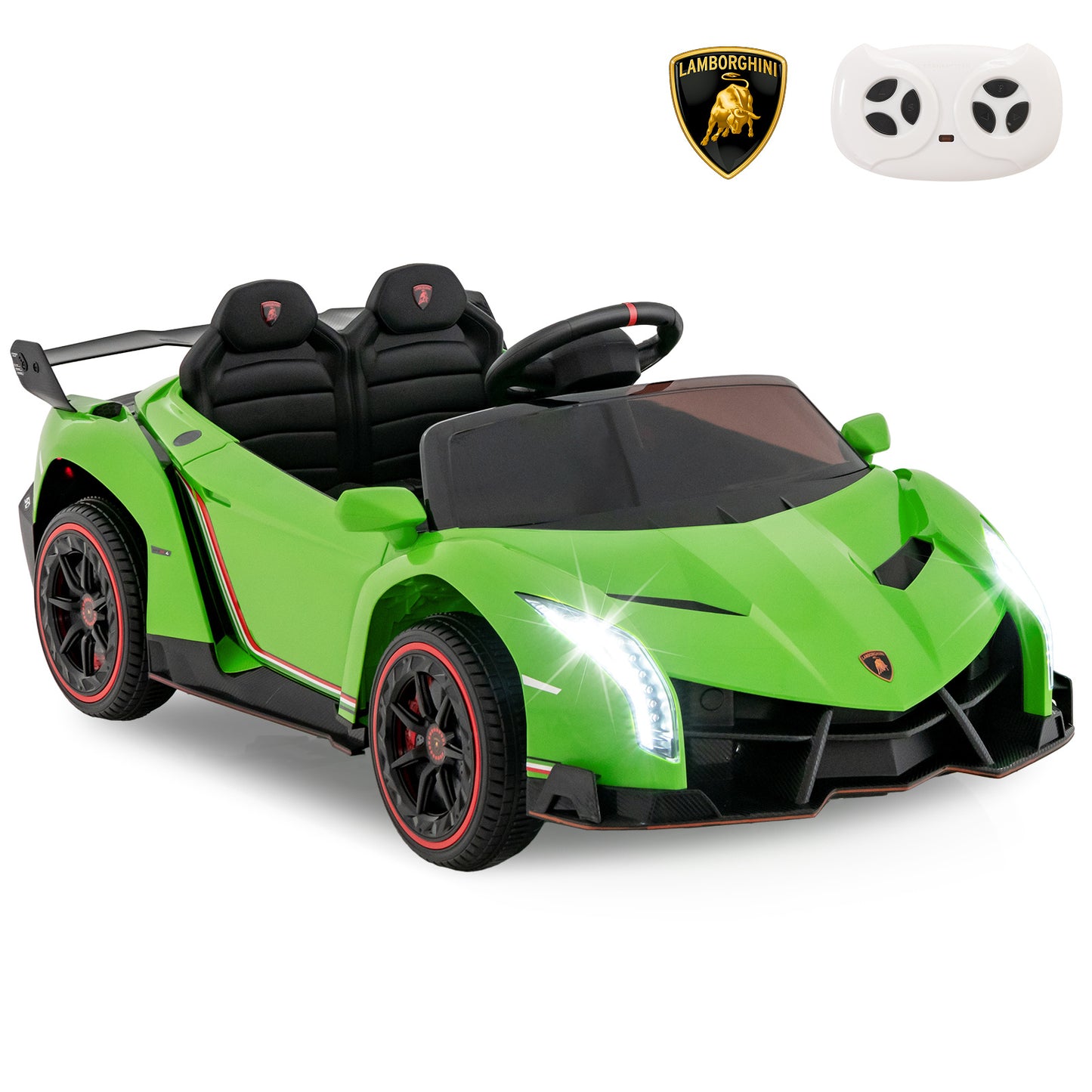 Costway Licensed Lamborghini 4WD Kids Ride-on Sports Car for Kids-Green