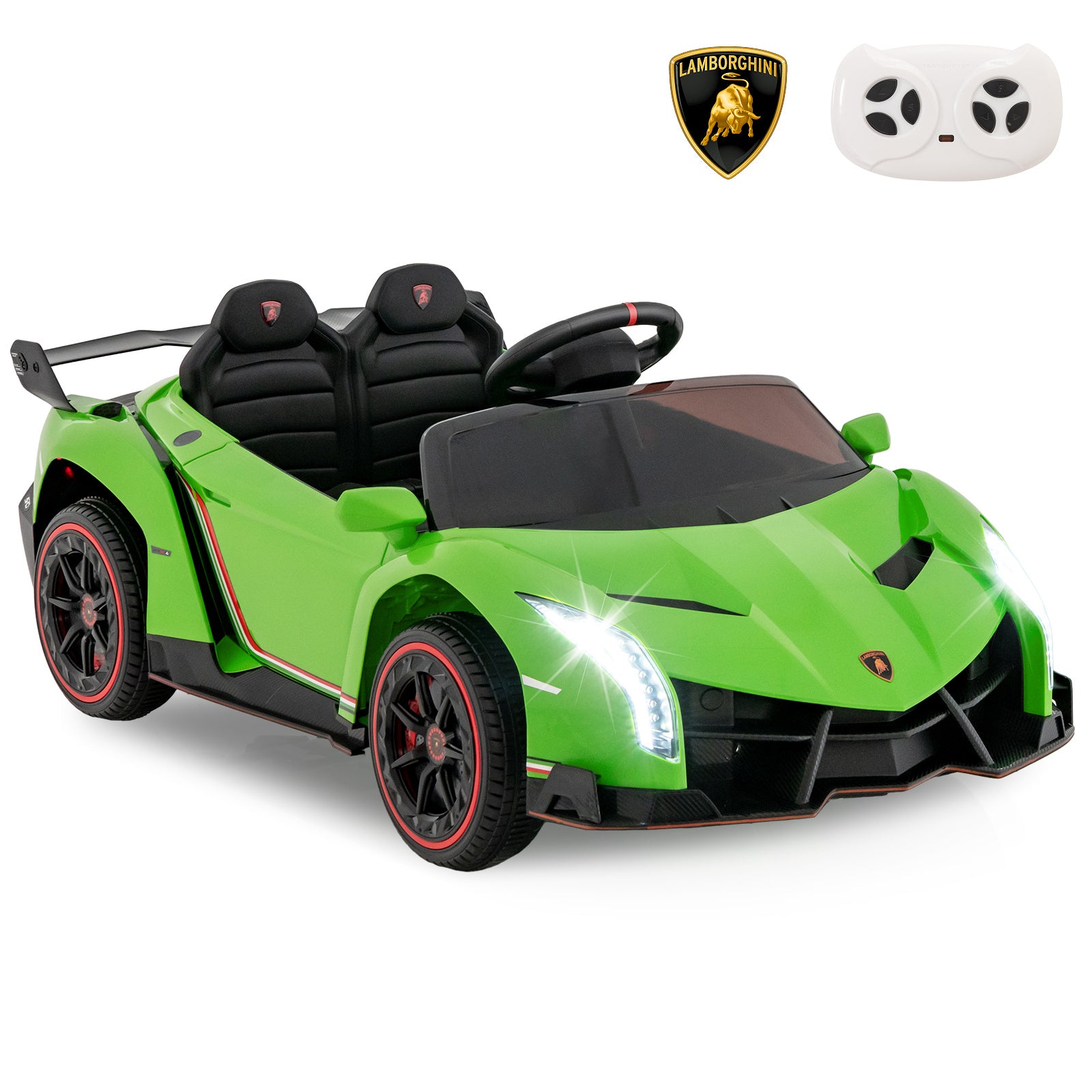 Costway Licensed Lamborghini 4WD Kids Ride-on Sports Car for Kids-Green