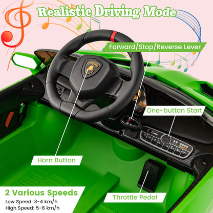 Green Licensed Lamborghini Kids Ride-On Car | 12V 4WD