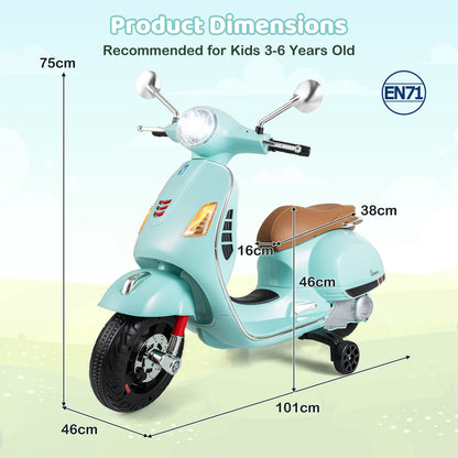 Licensed Vespa 12V Kids Electric Motorcycle Dual Motors Green